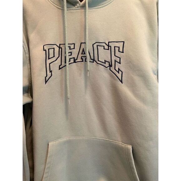 Rue 21 Men's Oversized Standard Peace Hoodie Medium Light Green Pullover - Picture 2 of 9